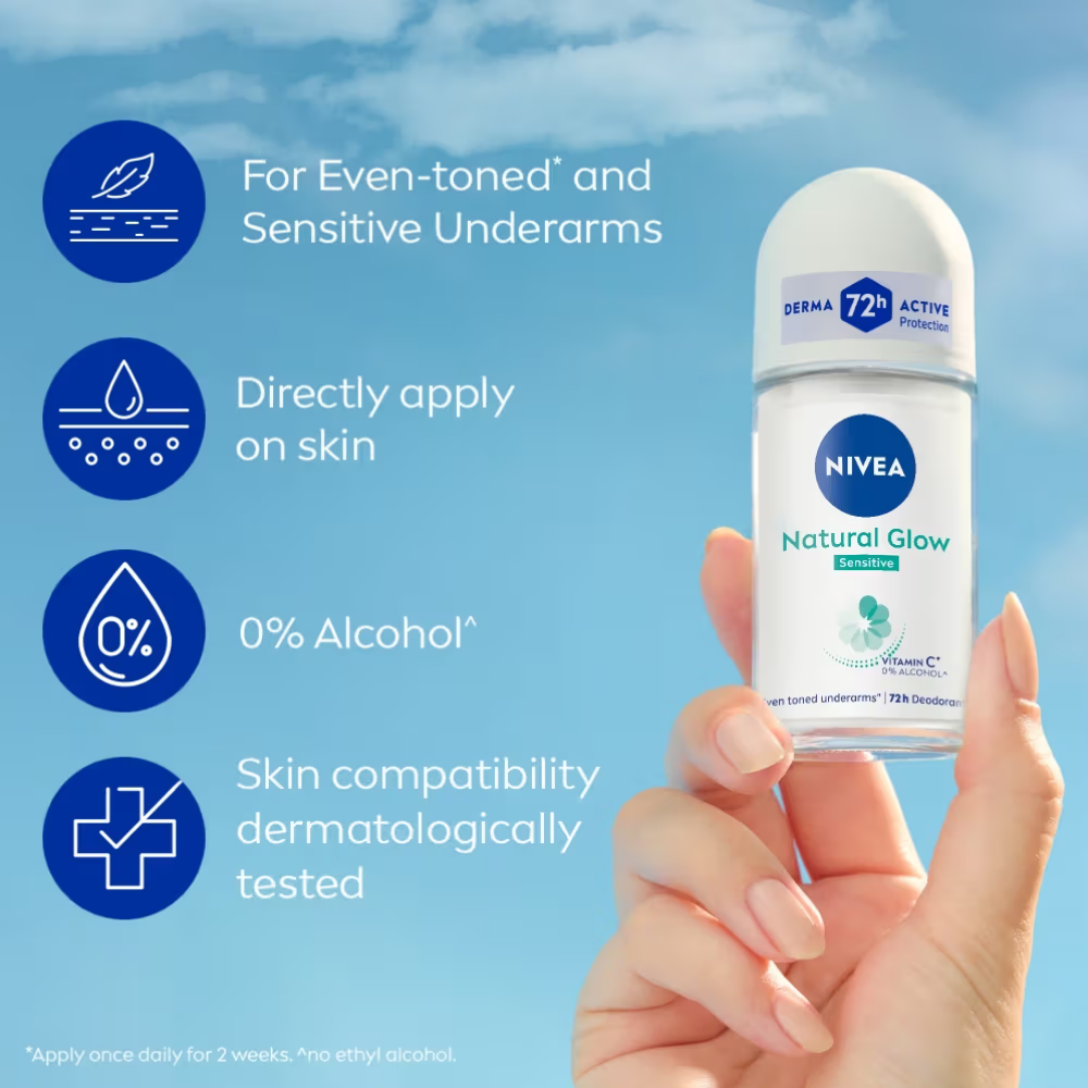 NIVEA Natural Glow Sensitive 72H Deodorant Roll