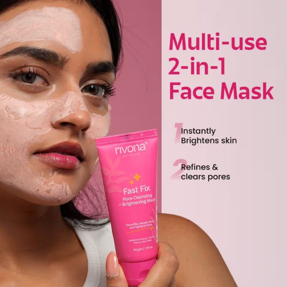 Rivona Naturals 2-In-1 Face Mask - Instant Brightening Face Mask | Pore Cleansing Face Mask