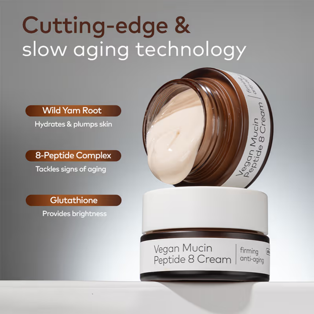 The Face Shop Alltimate Vegan Mucin 8 Peptide Cream - Anti Aging Korean Moisturizer with No Snails