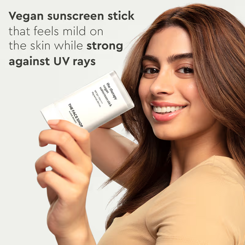The Face Shop Vegan Sunscreen Stick SPF 50+ PA++++ : Korean Sun Care with Waterproof Formula
