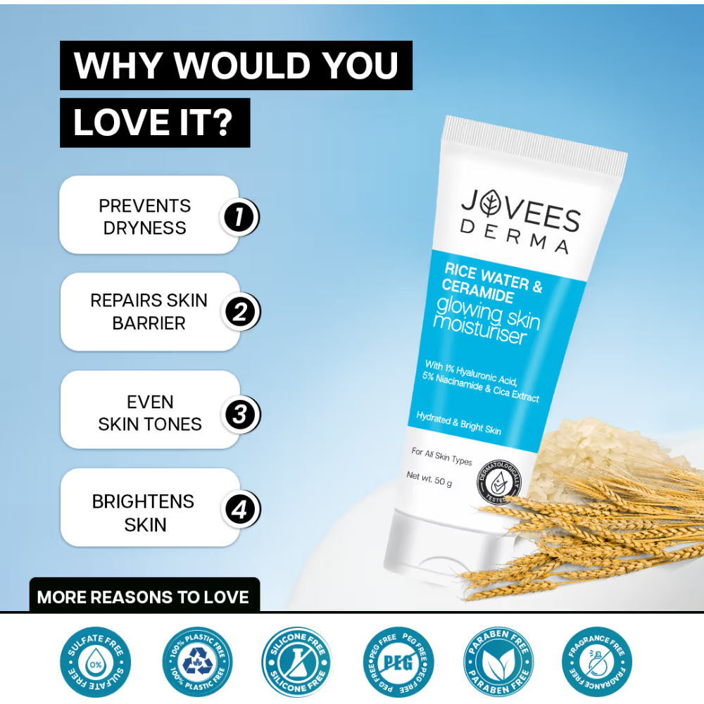 Jovees Derma Rice Water & Ceramides Glowing Skin Moisturizer