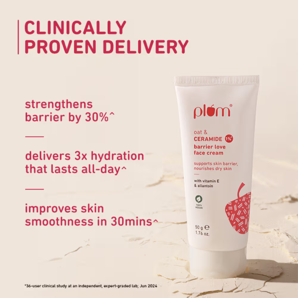 Plum 1% Ceramide Face Cream With Oat, Strengthens Skin Barrier & Nourishes