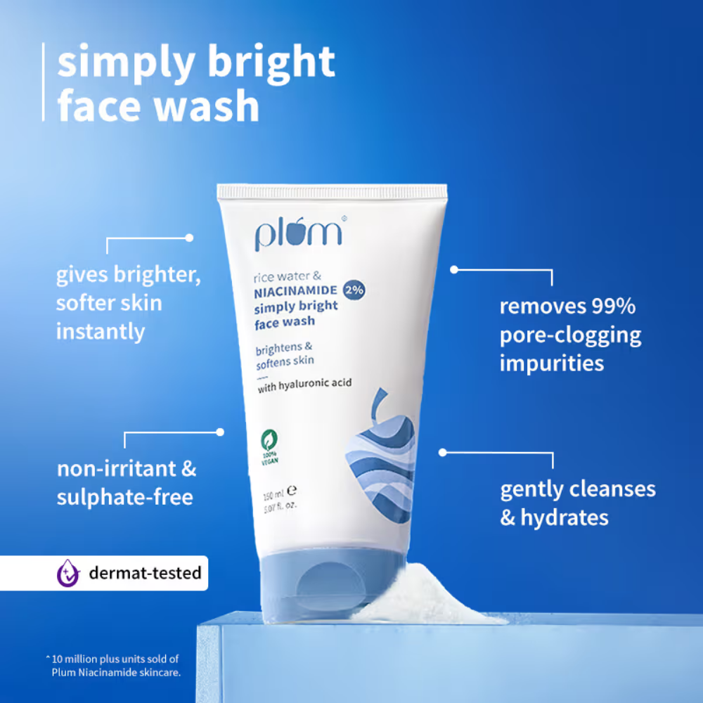 Plum 2% Niacinamide and Rice Water Face Wash and Moisturiser
