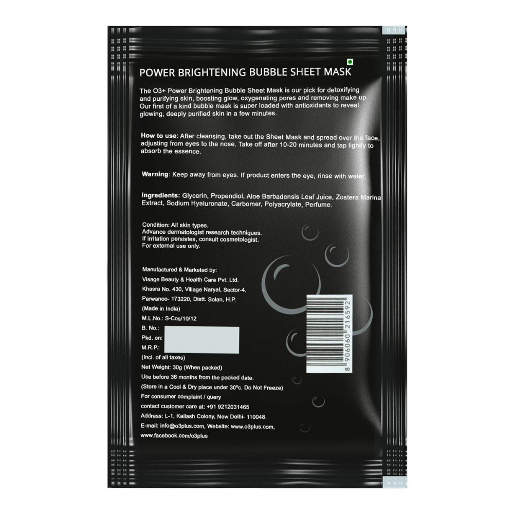 O3+ Power Brightening Bubble Sheet Mask