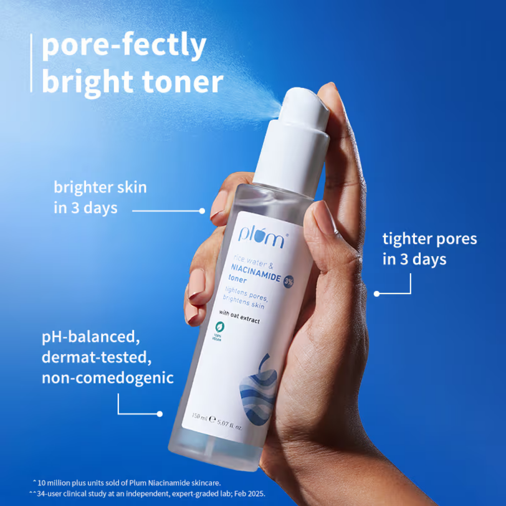 Plum Niacinamide Toner & Serum Duo for Pore Care, Tightening & Brightening