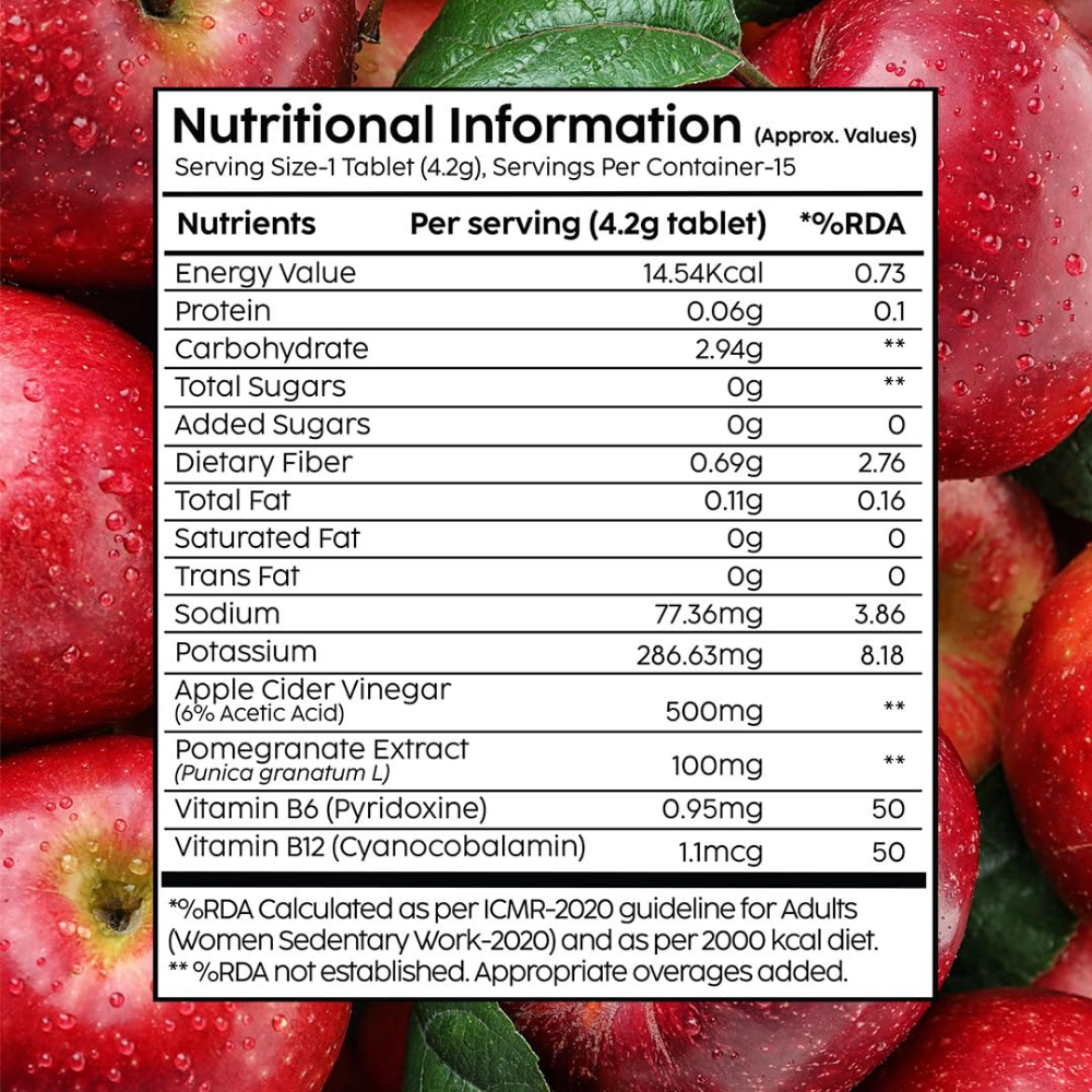 Plix Apple Cider Vinegar Effervescent Tablet (Apple) (15 Tablets)