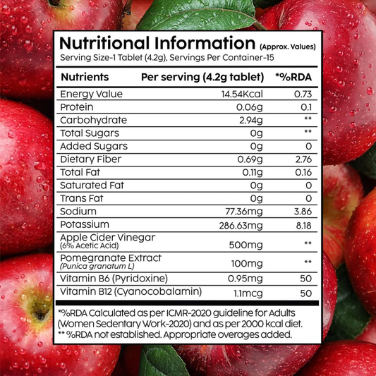 Plix Apple Cider Vinegar Effervescent Tablet (Apple) (15 Tablets)