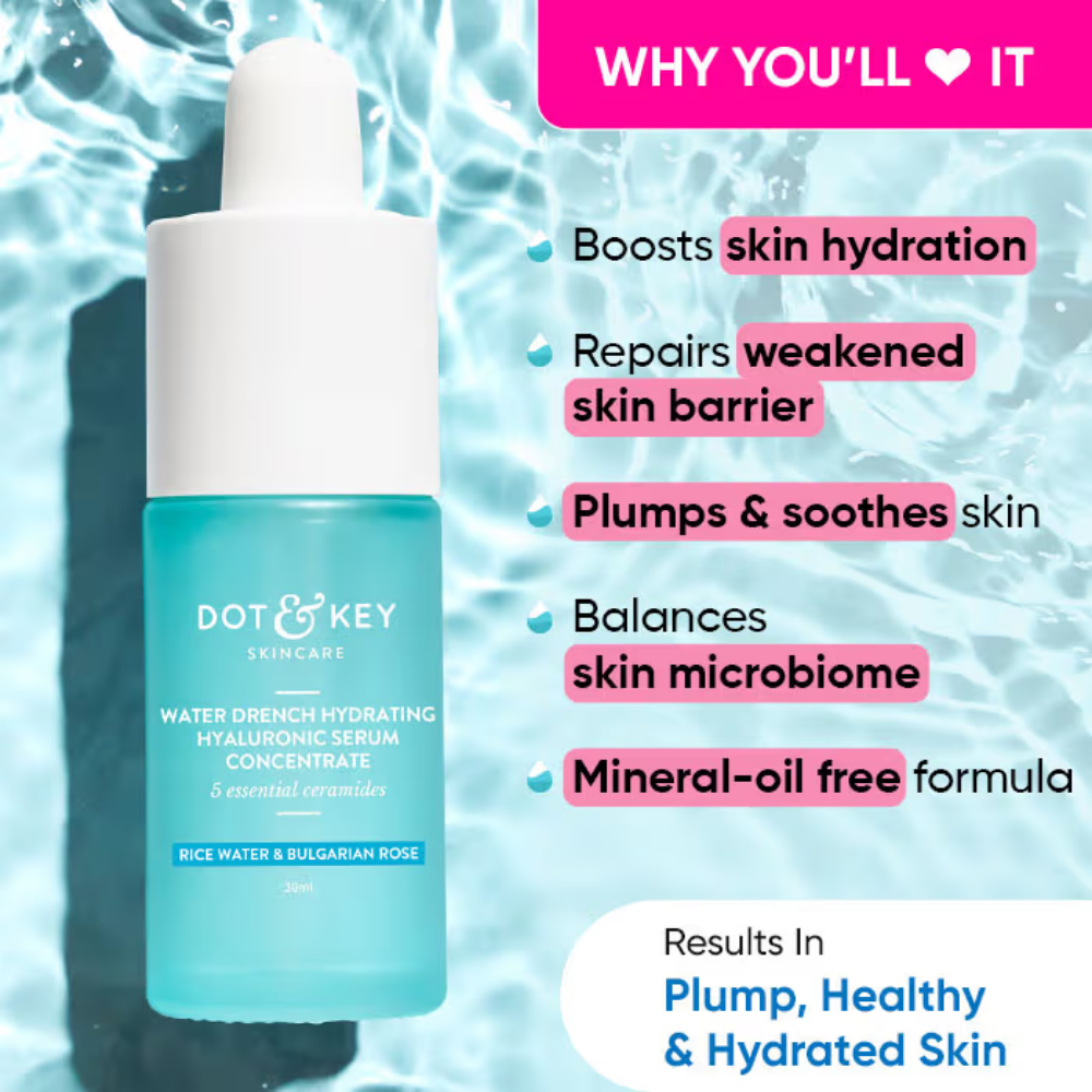 Dot & Key Water Drench Hyaluronic Serum with Ceramides, Intense Hydration