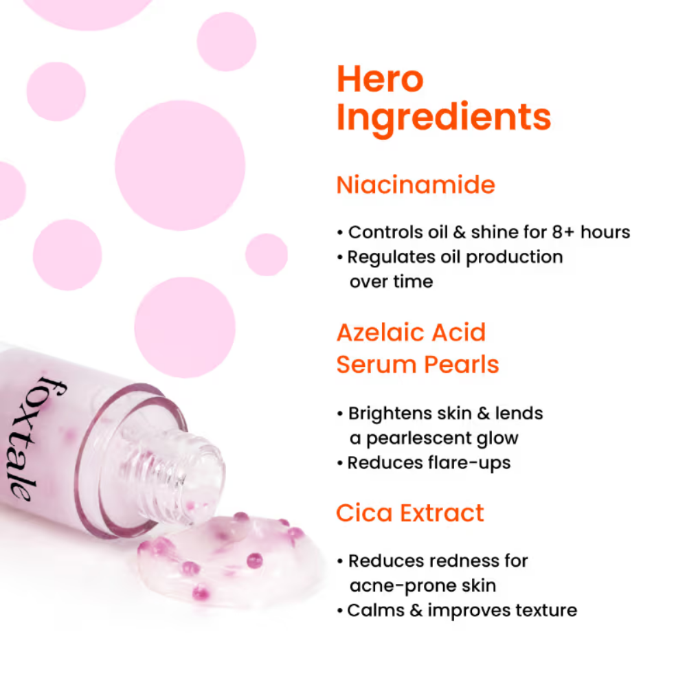 Foxtale Niacinamide & Cica Oil Balancing Moisturizer For Oily Skin, Lightweight & Non-Greasy
