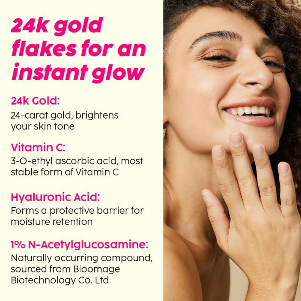 Plix 24k Guava Gold Lightweight Face Serum With Vitamin C & Hyaluronic Acid, Primer For Glowing Skin