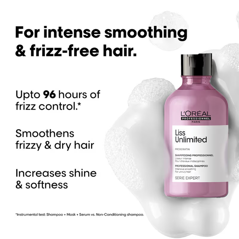 L'Oréal Professionnel Liss Unlimited Shampoo, Upto 96 hours of frizz control, With Pro-Keratin