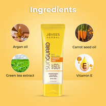 Jovees Herbal Sun Guard Lotion SPF 60 PA+++ 3 In 1 Matte Lotion UVA/UVB Protection Healthy Looking Skin