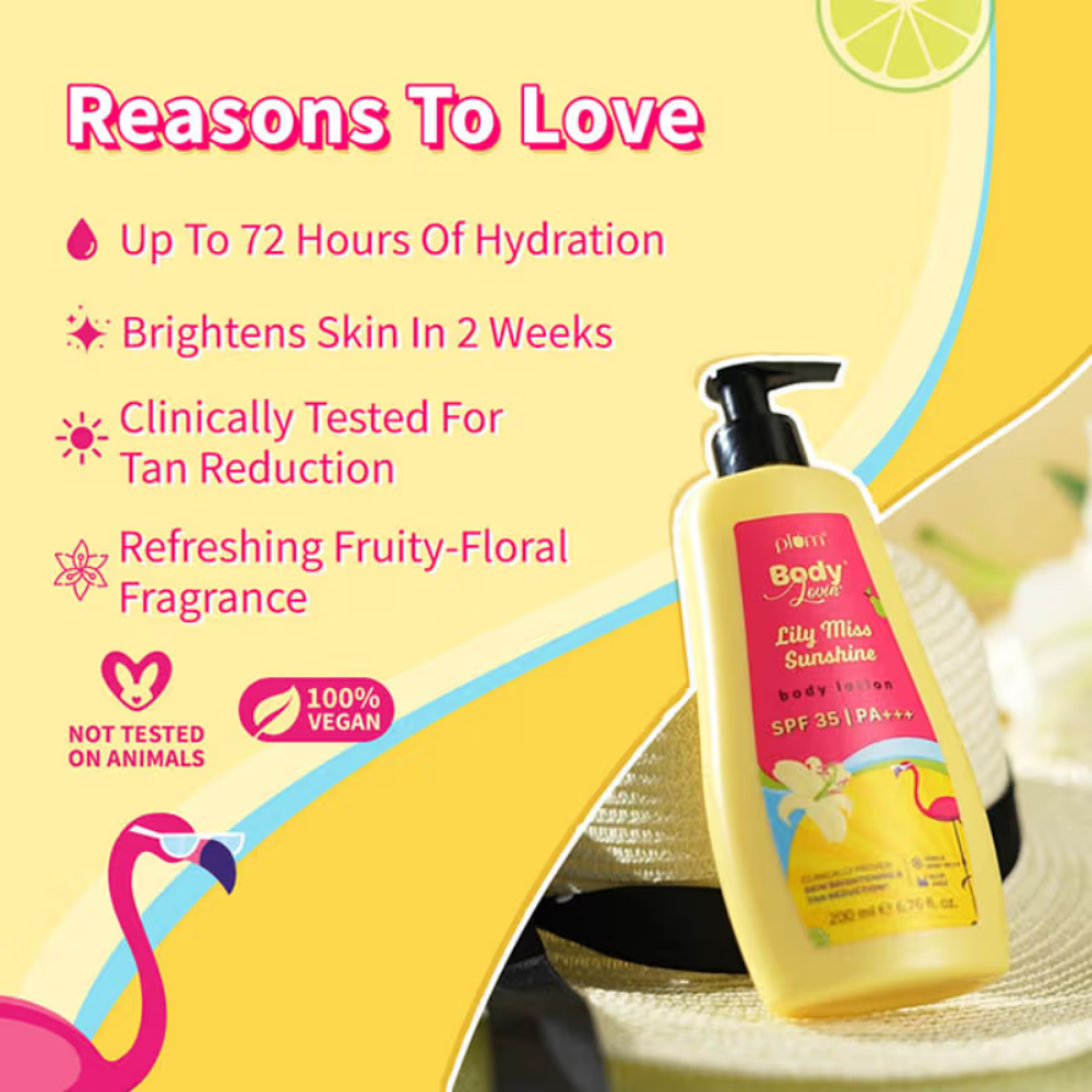 Plum BodyLovin' Lily Miss Sunshine Sunscreen Body Lotion SPF 35 PA+++ For Tan Reduction & Hydration