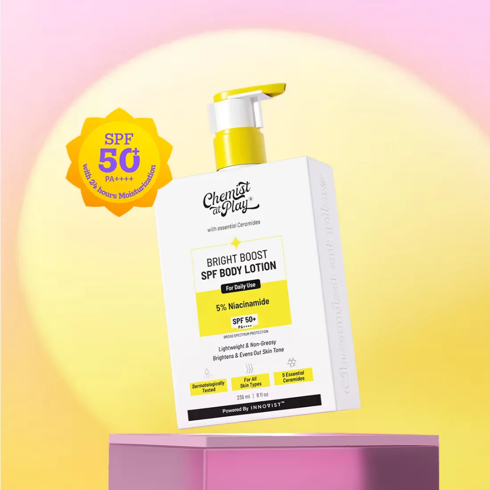 Chemist at Play Bright Boost SPF Body Lotion, SPF 50+ PA++++, Lightweight, 24 hours Moisturization