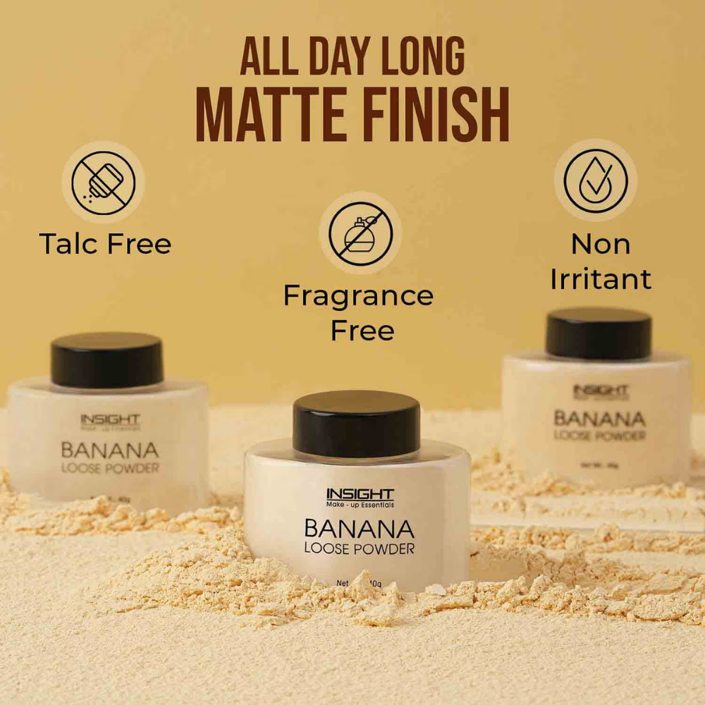 Insight Cosmetics Banana Loose Powder, Oil Control Formula, Long-Wear Matte Finish