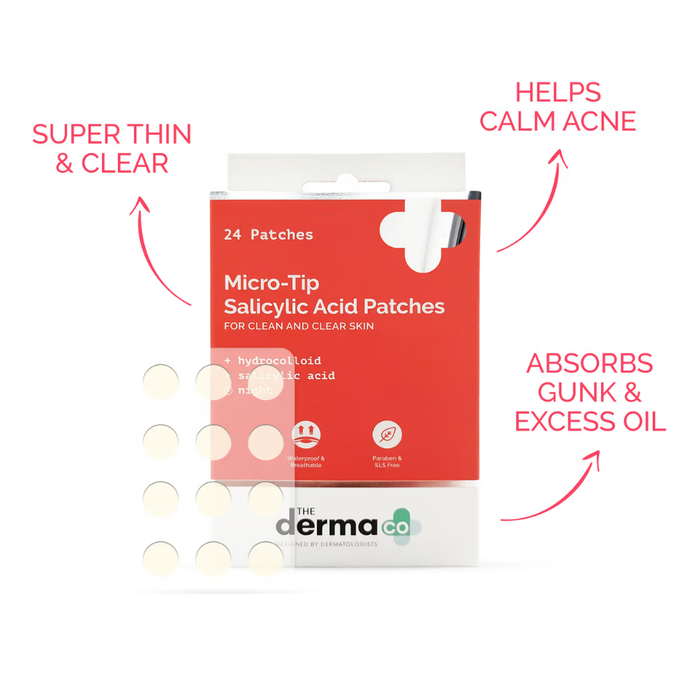 The Derma Co Micro-tip Acne Patches With Salicylic Acid and Hydrocolloid For Clean & Clear Skin - 24 Patches