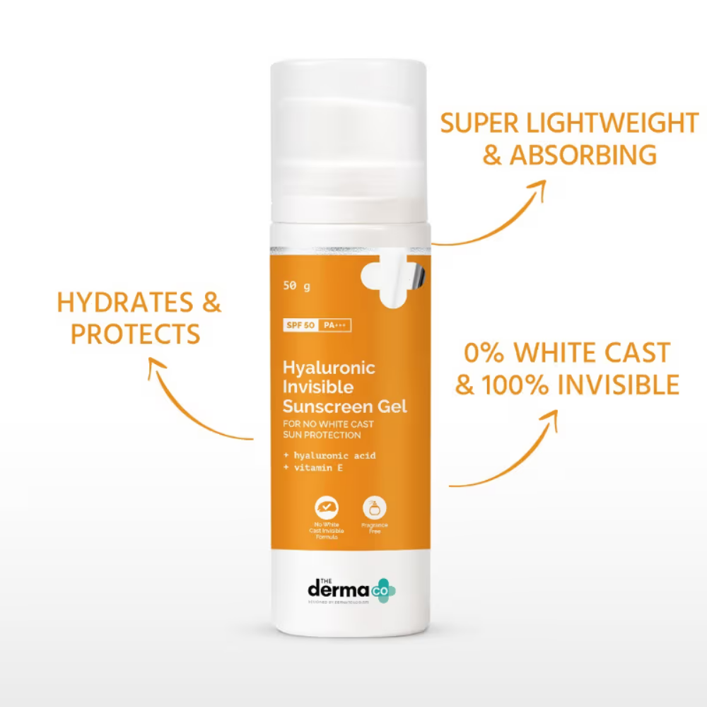 The Derma Co Hyaluronic Invisible Sunscreen With Hyaluronic Acid For No White Cast Sun Protection