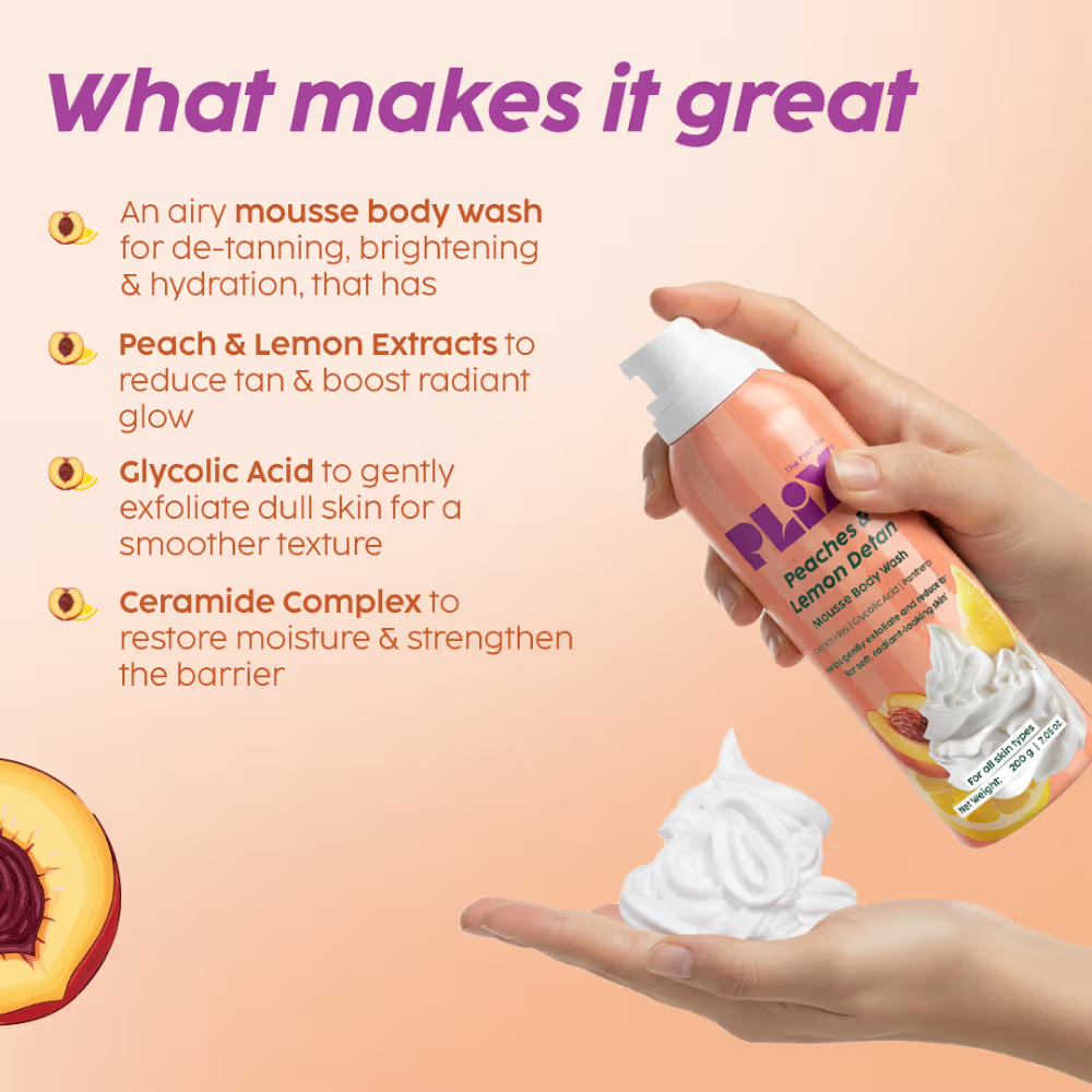 Plix Peaches & Lemon De-Tan Mousse Body Wash
