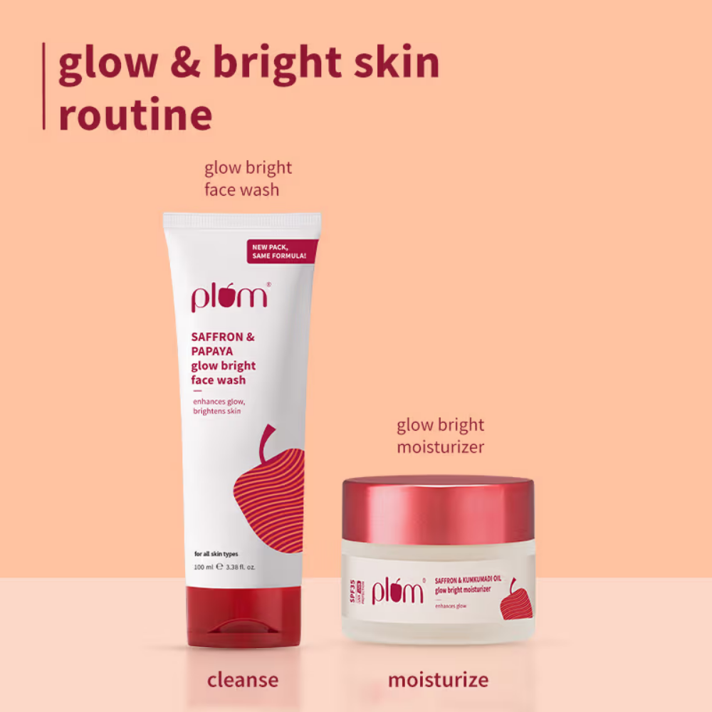 Plum Saffron & Papaya Glow Bright Gel Face Wash and Moisturizer Combo