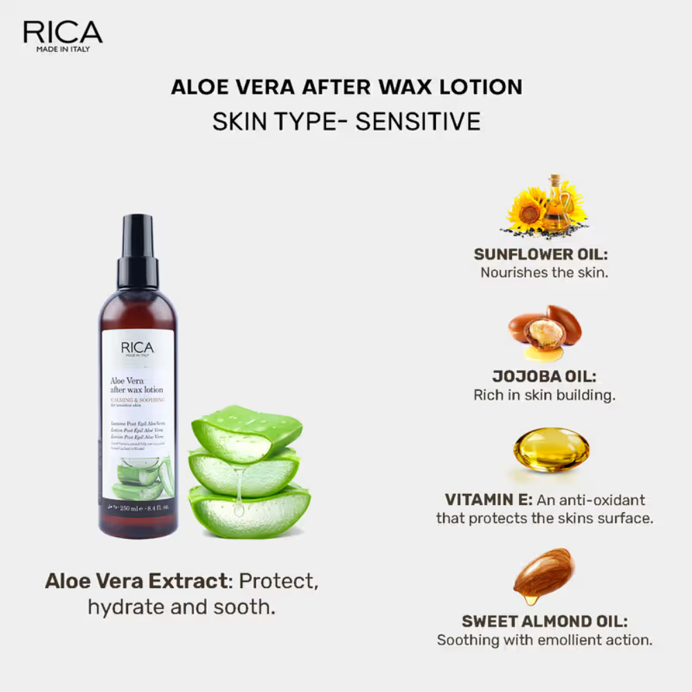 Rica Brazilian Wax with Pre and Post (Cotton Milk Pre and Aloe Vera After Wax Lotion) Combo