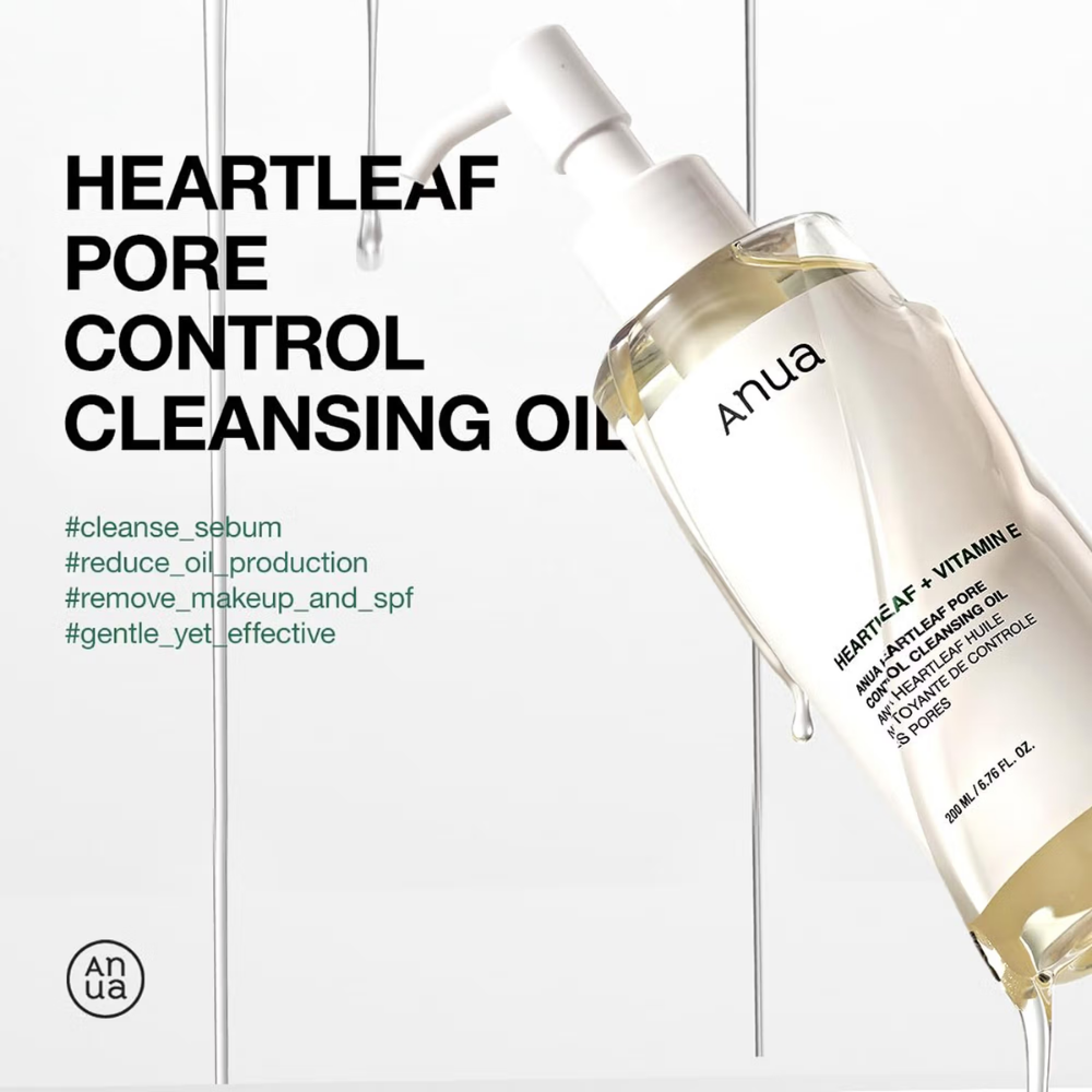 Anua Heartleaf Pore Control Cleansing Oil Removes Makeup, Excess Sebum, Blackheads & Clogged Pores