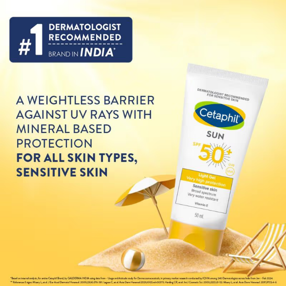 Cetaphil Sun SPF 50+ Light Gel Very High Protection Mineral Base for All Skin Types, Sensitive Skin