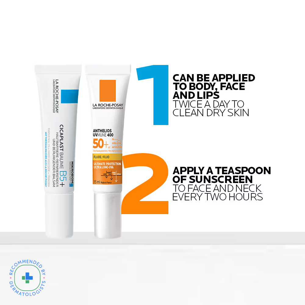 La Roche-Posay Day & Night Skincare Minis Combo, Cicaplast B5+ & Anthelios Invisible Fluid