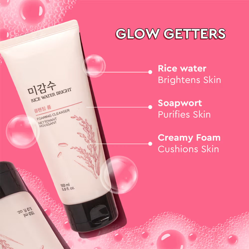 The Face Shop Rice Water Bright Korean Cleanser - Best Face Wash for Even Tone & Glowing Skin