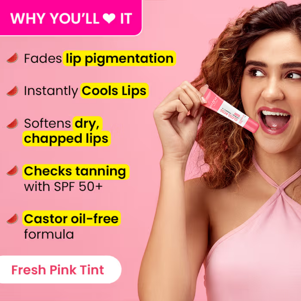 Dot & Key Gloss Boss Brightening Lip Balm SPF 50+ PA+++, With Vitamin C + E,Watermelon Cool