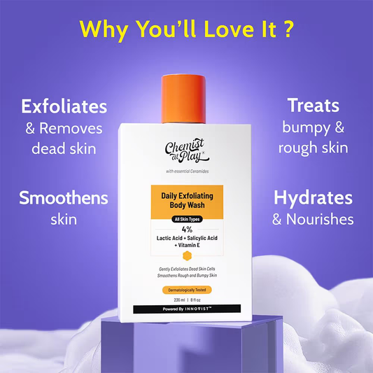 Chemist At Play Exfoliating Body Wash with 4% Lactic Acid & Salicylic Acid, Prevents Body Acne