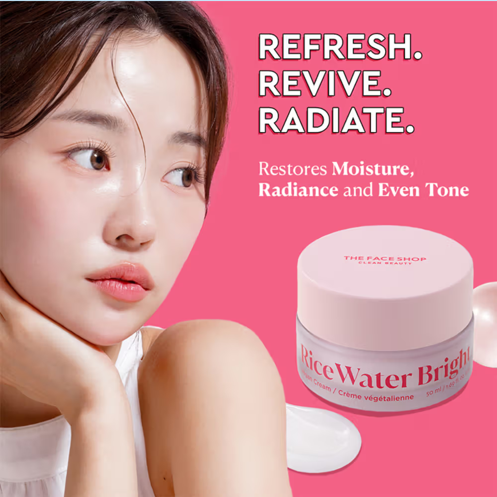 The Face Shop Rice Water Cream with Niacinamide & HA, Brightens Skin, Fades Blemishes & Acne Marks