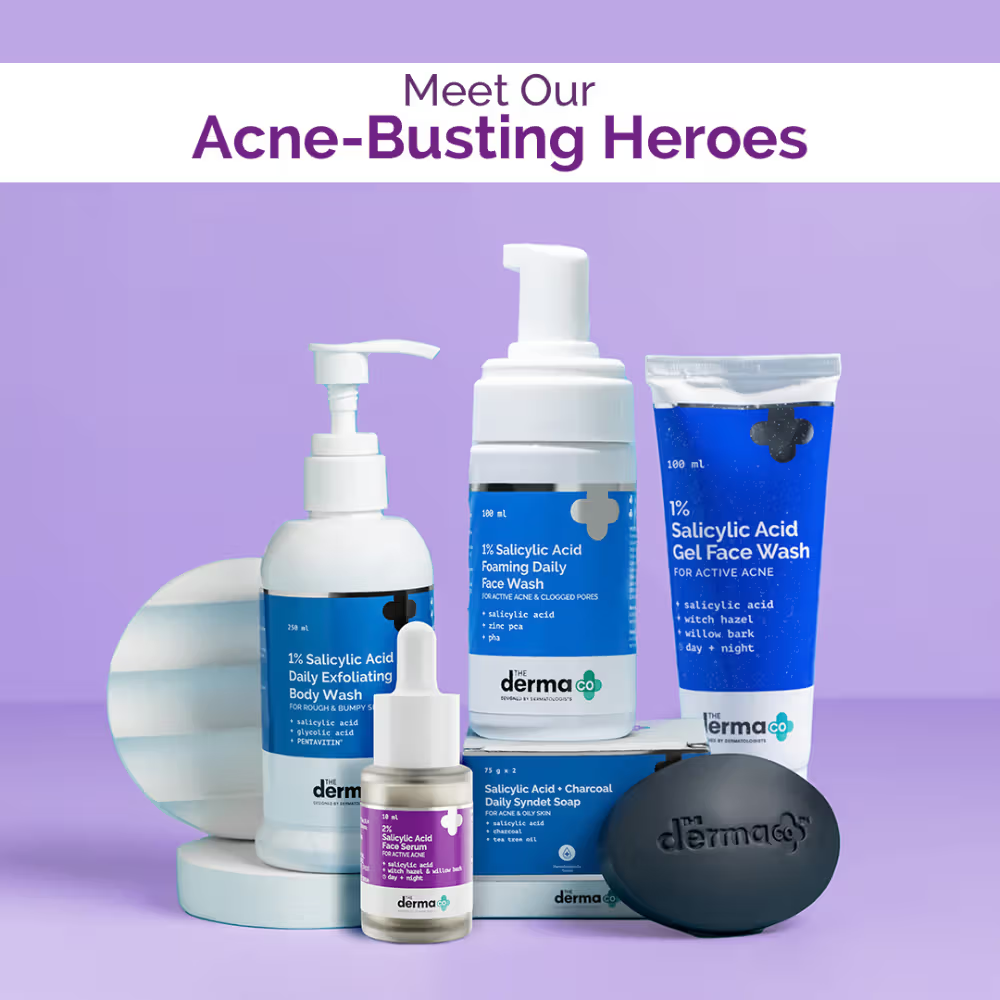 The Derma Co 2% Salicylic Acid Serum With Witch Hazel & Willow Bark For Active Acne Day+Night