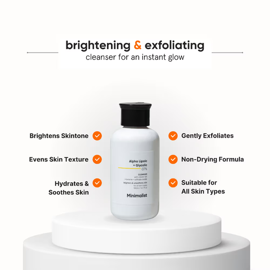 Minimalist 7% ALA & AHA Brightening Face Wash With Vitamin B5 & Glycolic acid For Glowing Skin