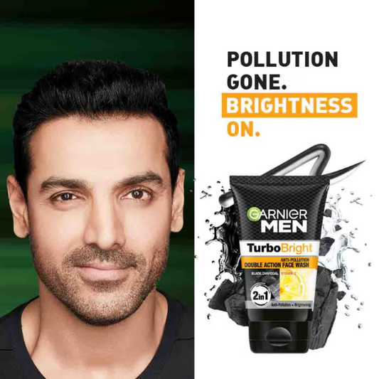 Garnier Men Turbo Bright Double Action Face Wash, Deep Cleansing Anti Pollution Face Wash
