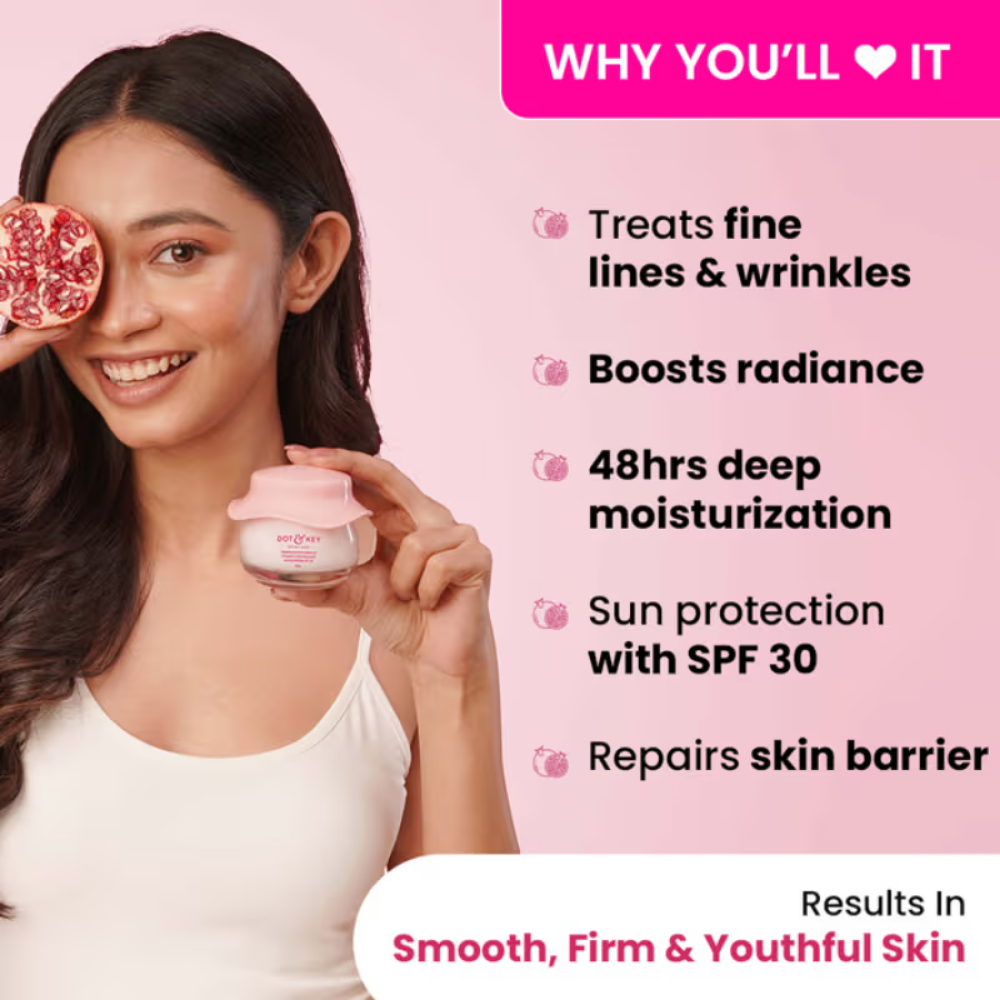 Dot & Key Pomegranate + Peptide Youth Restore Moisturizer SPF 30, With Ceramide