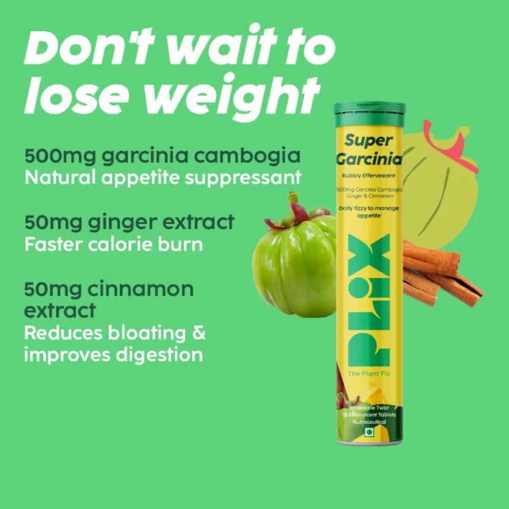 PLIX Garcinia Cambogia Effervescent Tablets Advanced Weight Loss Drink with Ginger and Cinnamon