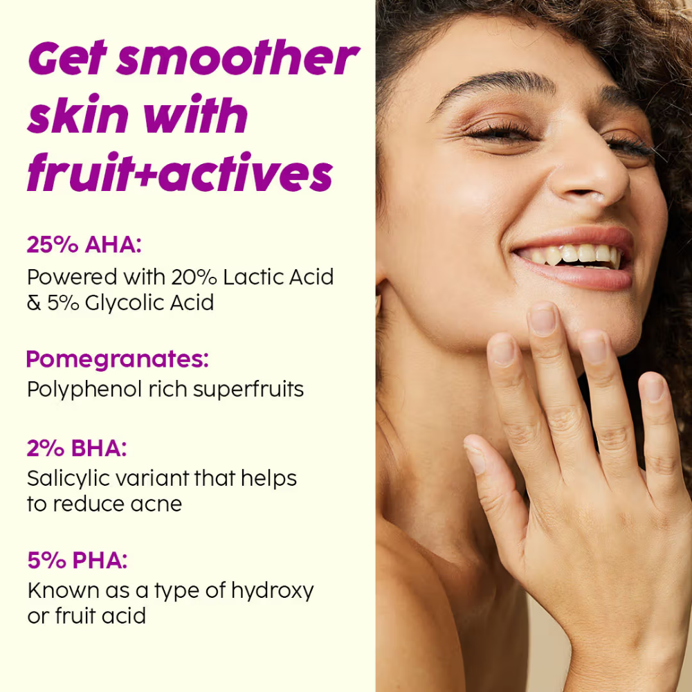 PLIX Pomegranate Peeling Solution For Glowing & Even Toned Skin with 25% AHA + 2% BHA + 5% PHA