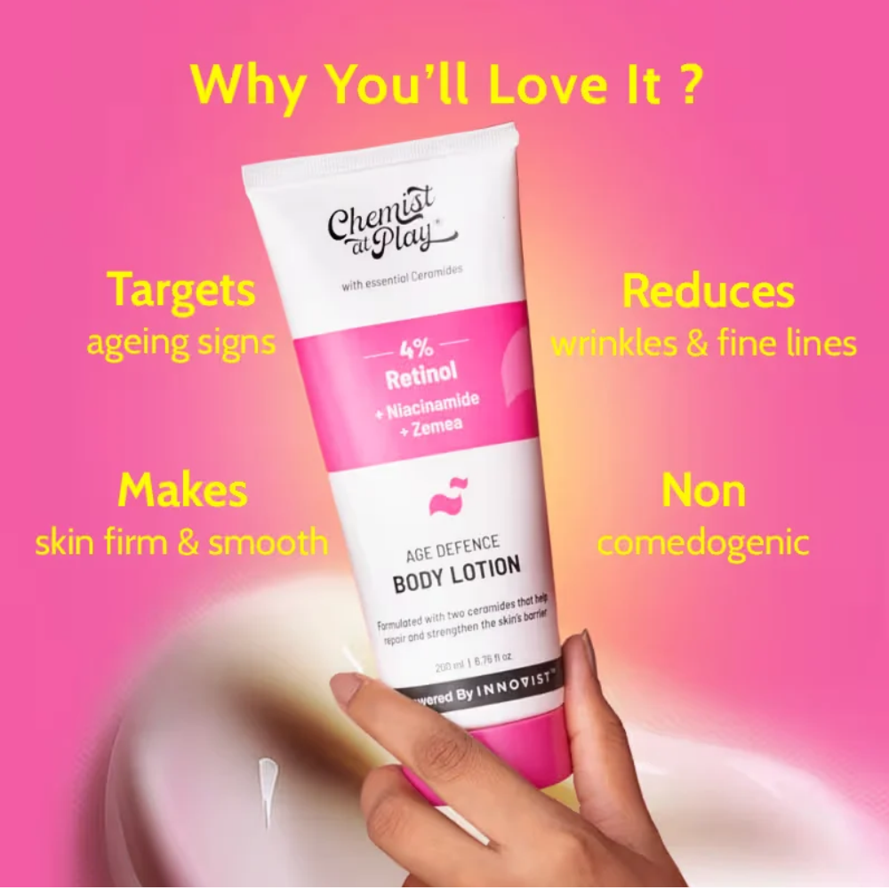 Chemist At Play 4% Retinol Body Lotion For Anti-aging Niacinamide Moisturizer Cream Dry & Oily Skin