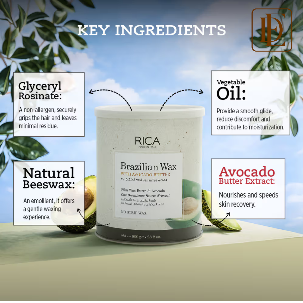 Rica Brazilian Stripless Wax For Sensitive Skin With Glyceryl Rosinate & Natural Beeswax
