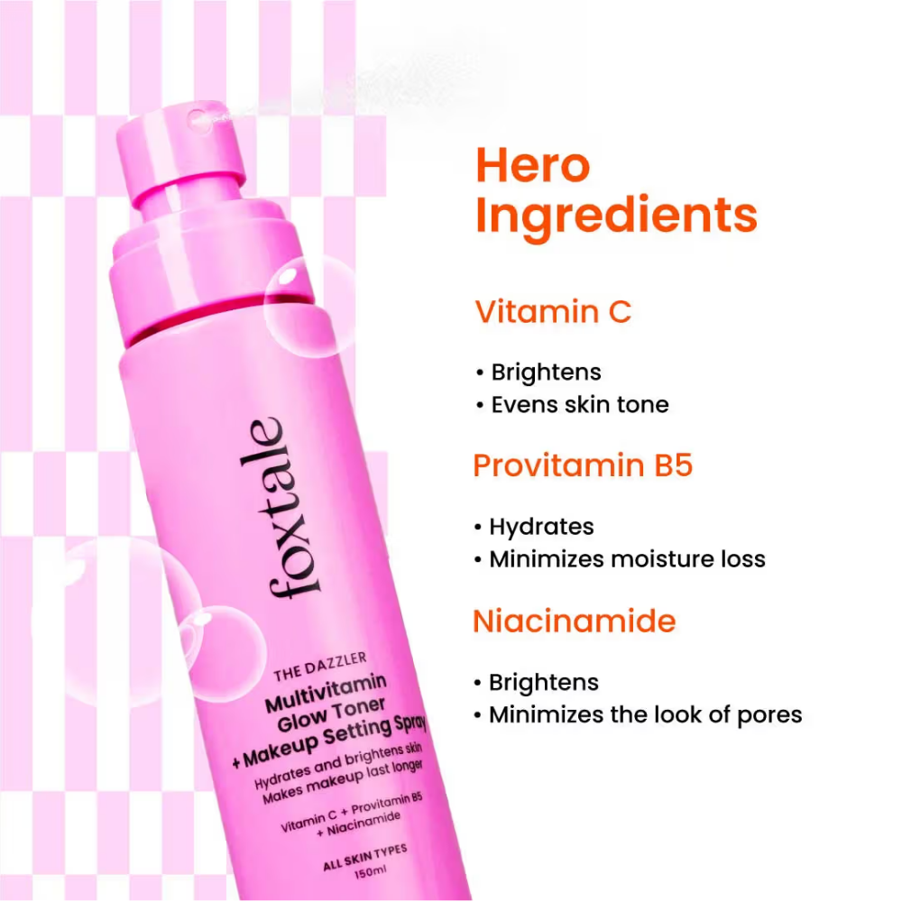 Foxtale Multivitamin Glow Toner + Setting Spray Vitamin C & Niacinamide
