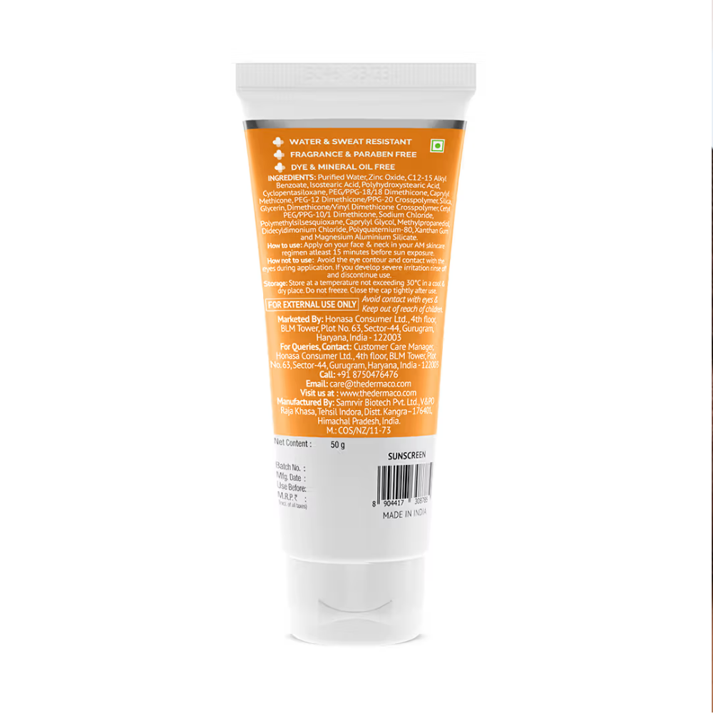 The Derma Co Ultra Light Zinc Mineral Sunscreen With SPF 50 PA+++