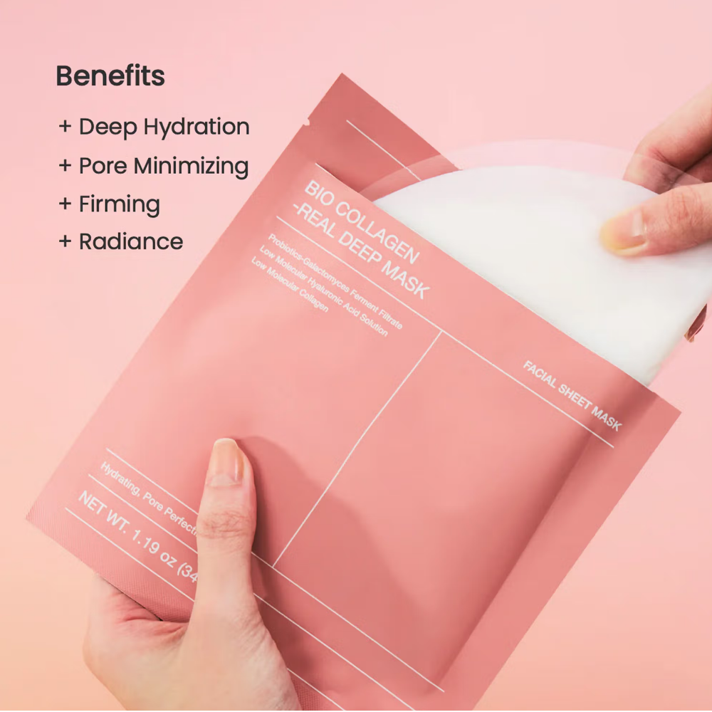 Biodance Bio-Collagen Real Deep Mask, Korean Anti-Aging Pore Care Overnight Sheet Mask - Pack of 4