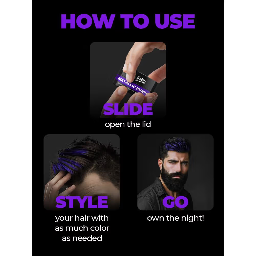 Beardo Dye Hard Temporary Hair Color - Metallic Purple