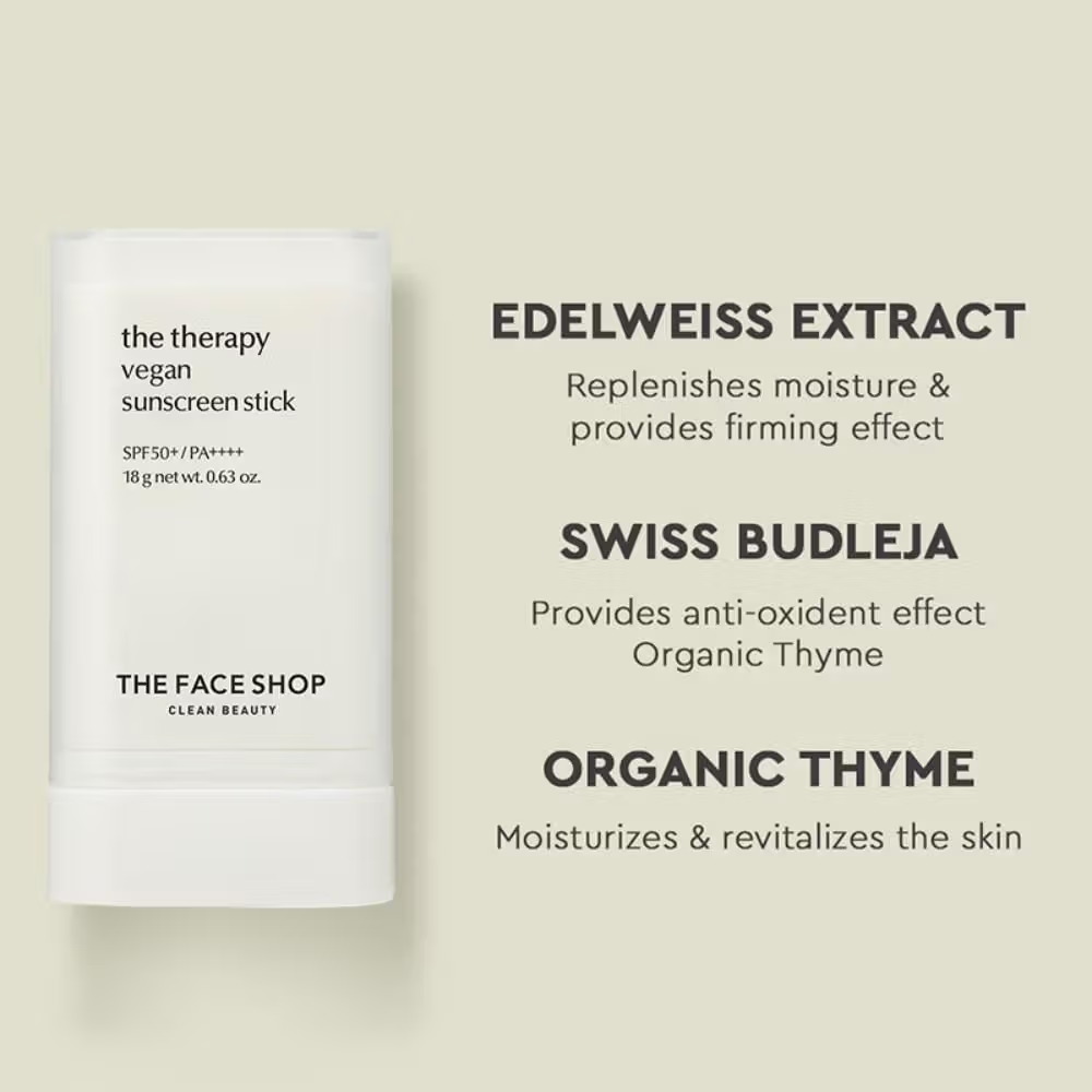 The Face Shop Vegan Sunscreen Stick SPF 50+ PA++++ : Korean Sun Care with Waterproof Formula
