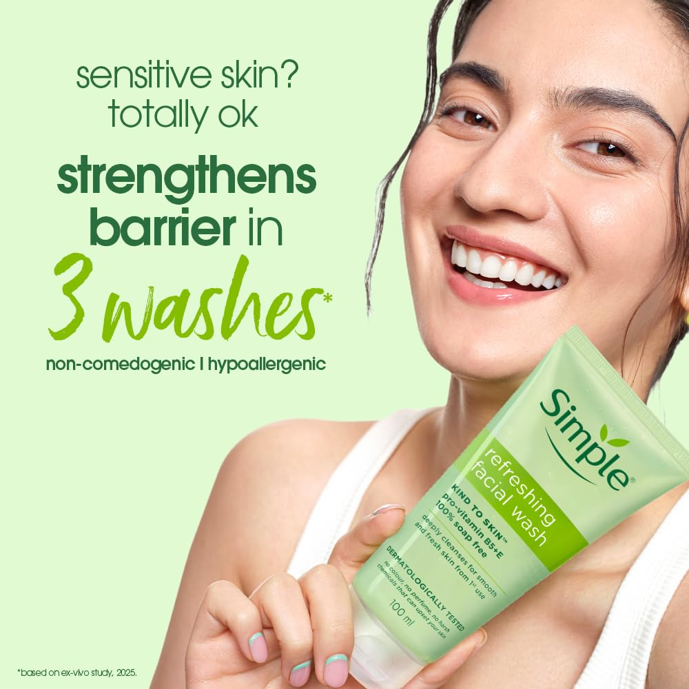 Simple Refreshing Facial Wash, 100% Soap-Free | Perfect for Sensitive Skin