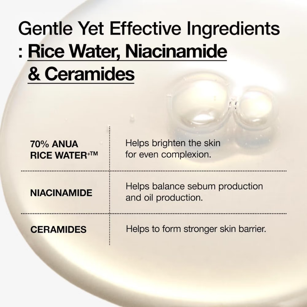 Anua Rice 70 Glow Milky Toner with Niacinamide & Ceramide For Glass Skin & Healthy Skin Barrier