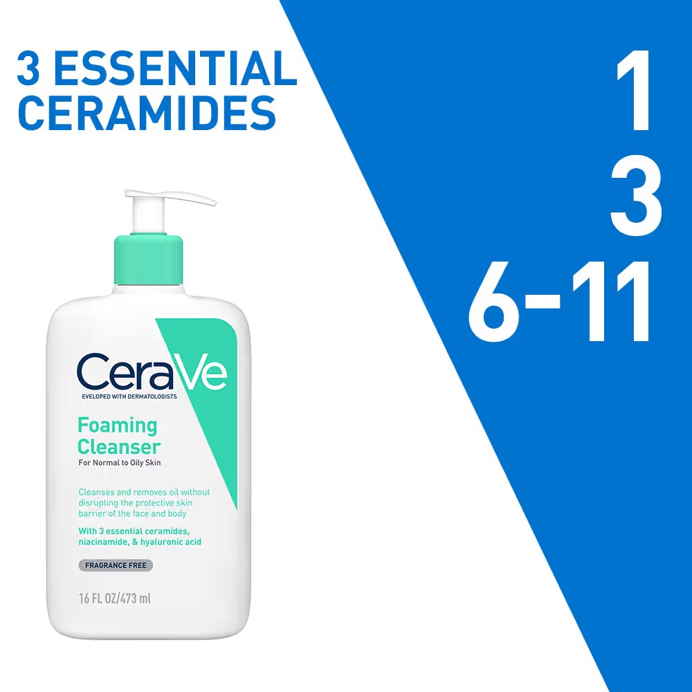 CeraVe Foaming Cleanser Face Wash For Oily Skin with Hyaluronic Acid, Ceramides & Niacinamide