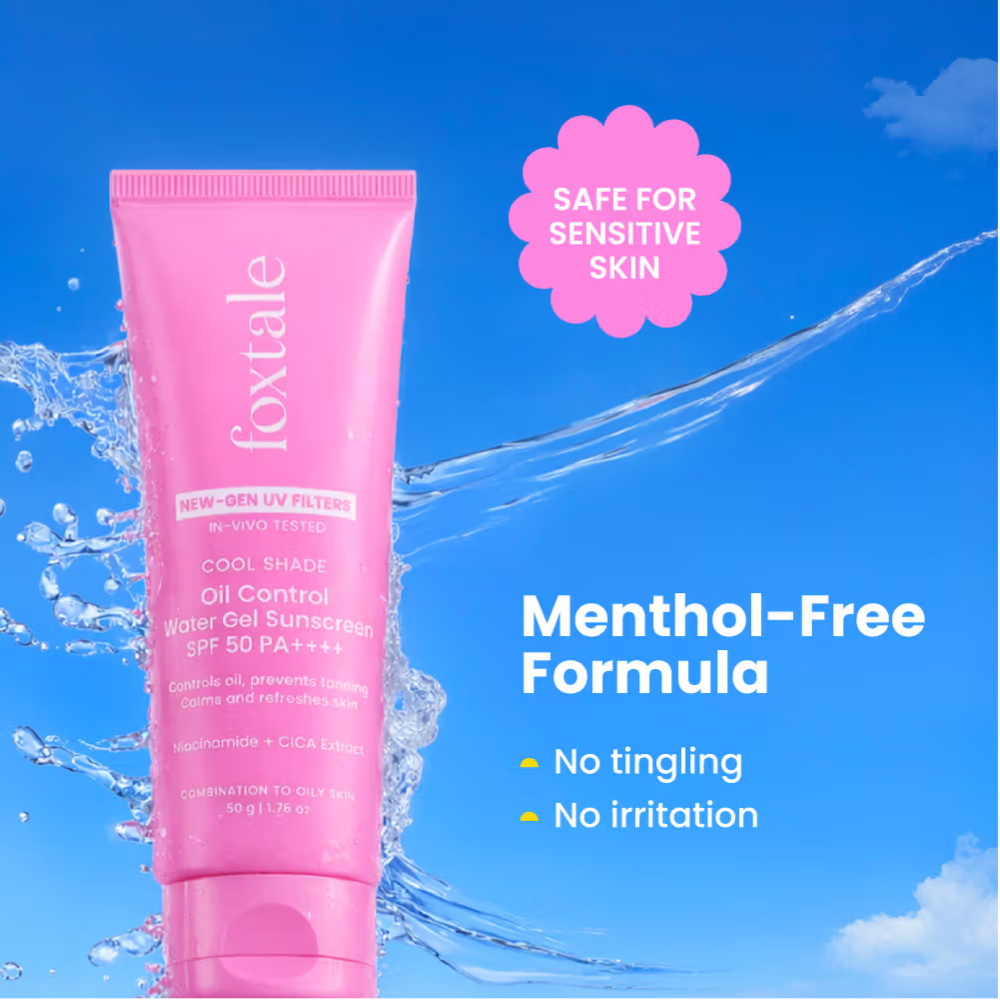 Foxtale SPF 50 Aqua-Gel Lightweight Sunscreen for Oily Skin, In-Vivo Tested PA++++, Matte Finish.