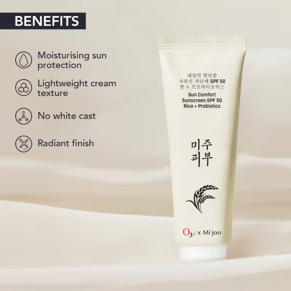 O3+ Mijoo Korea Sun Comfort Lightweight & Moisturising Sunscreen SPF 50