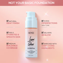 RENEE Lumi Glow Highlighting Liquid Foundation, Buildable Coverage with Dewy Finish